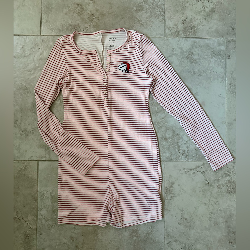 AE Snoopy Christmas pajama romper